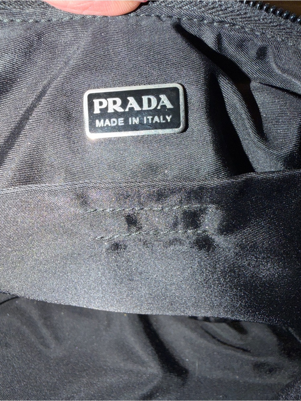 PRADA Tessuto Nylon Pochette, in Signature Logo Design & Matte Silver Hardware - Picture 13 of 14